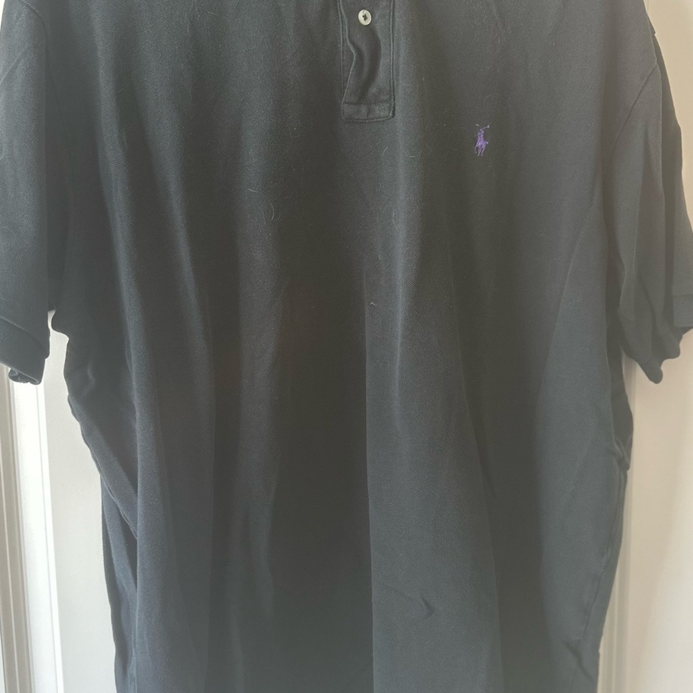 Polo by Ralph Lauren Black Polo Shirt with Purple Logo